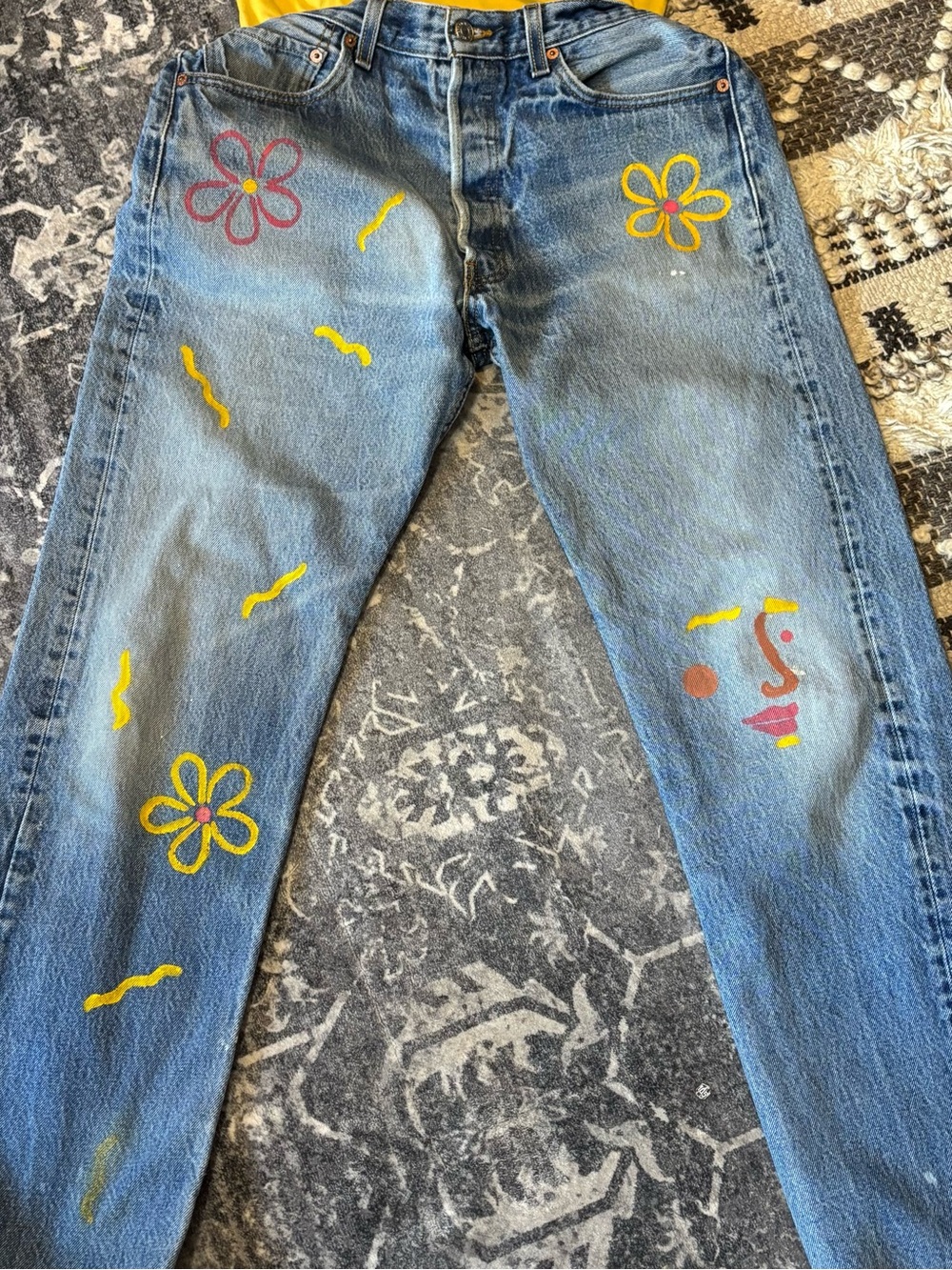 Vintage Levi’s 1990s–Early 2000s Levi’s 501 Hand-Painted Jeans - Picture 13 of 13